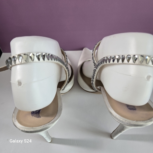 Stuart Weitzman Gemcut 100 Ankle Strap Satin Pumps Size 10 - Picture 6 of 14